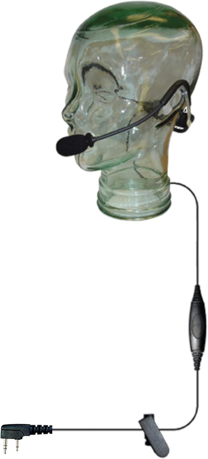 Klein Electronics Commander in-Line 1-Wire Tactical Headset with Boom Mic, Compatible with Kenwood 2-Pin Two Way Radios, NX-1300 NX-340 TK-3402 TK-2170 TK-3312 TK-3360 TK-2312 NX-P1200 and NX-P1300