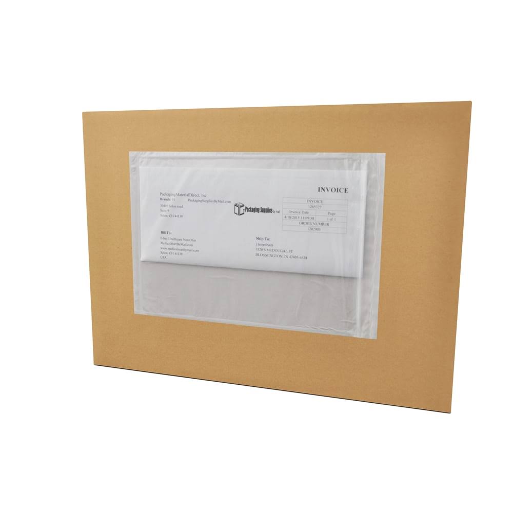 Re-closable Packing List Envelopes 6 inch x 6 inch Plain Face Back Load 1000 Pieces, Clear