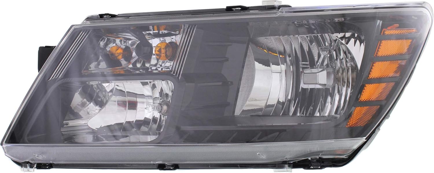Evan-Fischer Headlight Assembly Compatible with 2014-2018 Dodge Journey Halogen with Black Trim Driver Side