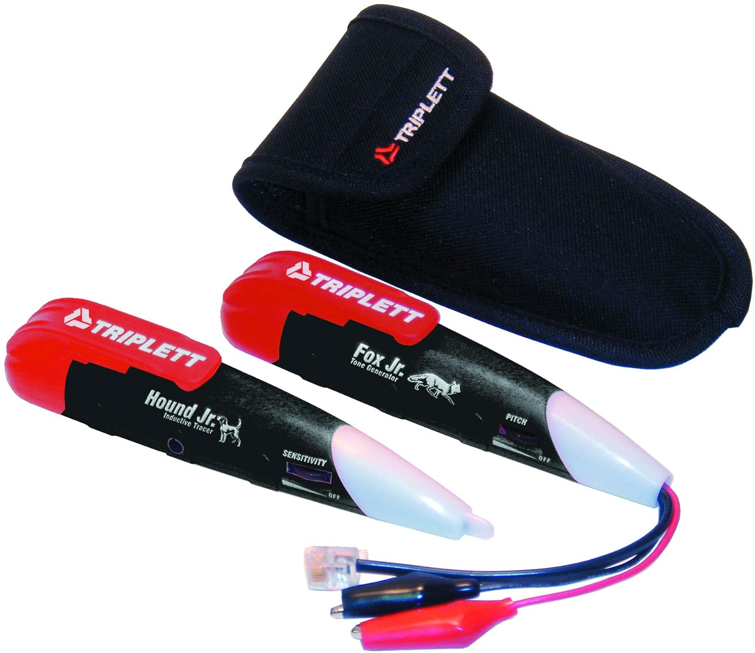 Triplett Fox & Hound Jr Compact Tone and Probe Wire Tracing Kit with 120VAC Line Cross Protection (3375), Red White Black, 3375 Fox & Hound Jr