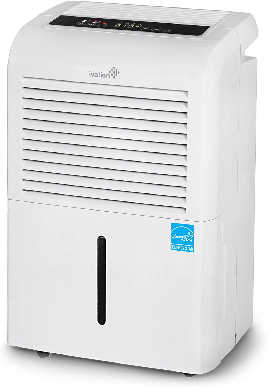 Ivation 4,500 Sq Ft Energy Star Dehumidifier, Large Capacity Compressor Dehumidifier Includes Programmable Humidistat, Hose Connector, Auto Shutoff Restart, Washable Filter, Timer and Casters