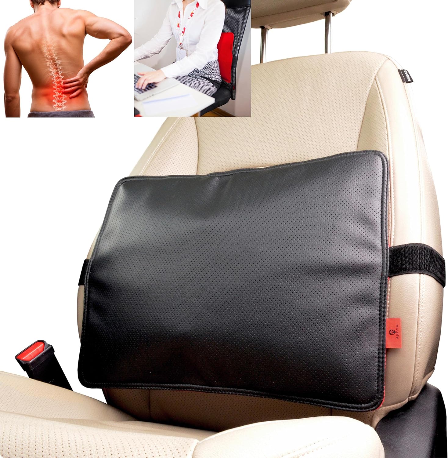 AJUVIA Back Vitalizer Lumbar Pillow for 3-Second Fast Pain Relief, 6-in-1 Back Support Office Chair & Car Seat Cushion, Air-Cell Technology Meditation Cushion, Tailbone & Coccyx Cushion (FDA Listed)