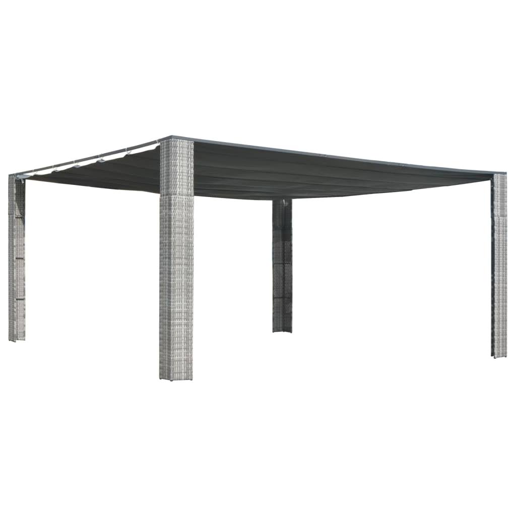 vidaXL Gazebo with Sliding Roof Poly Rattan 157.4x22x157.4x22x78.7x22 Gray and Anthracite