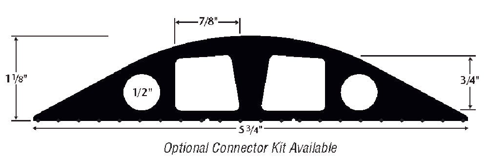 Powerback RFD6-10 Durable Rubber Large Two Channel Duct Protector, Black, 10' Length