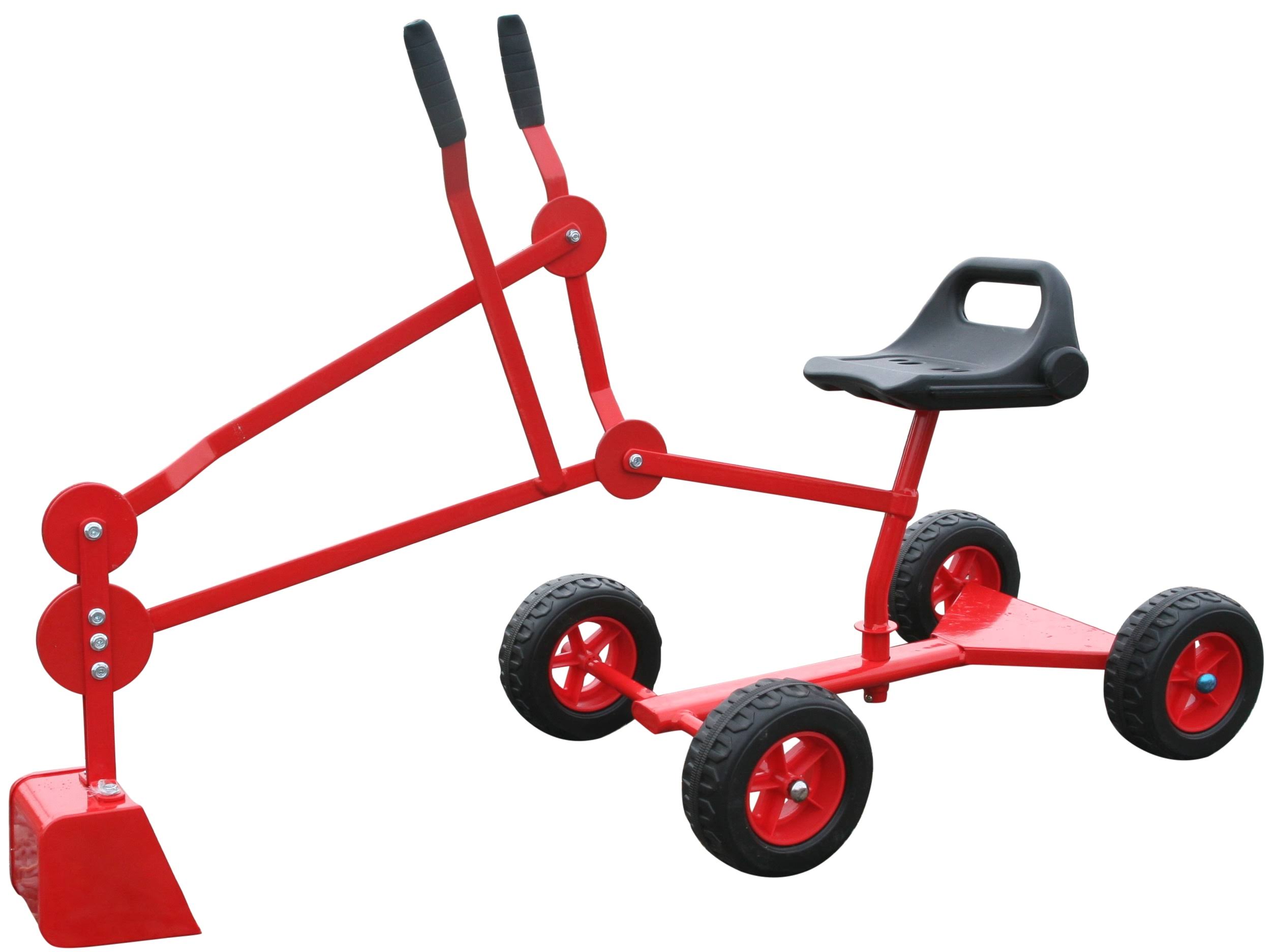 Sandbox Digger Backhoe Toy with Wheels, Red