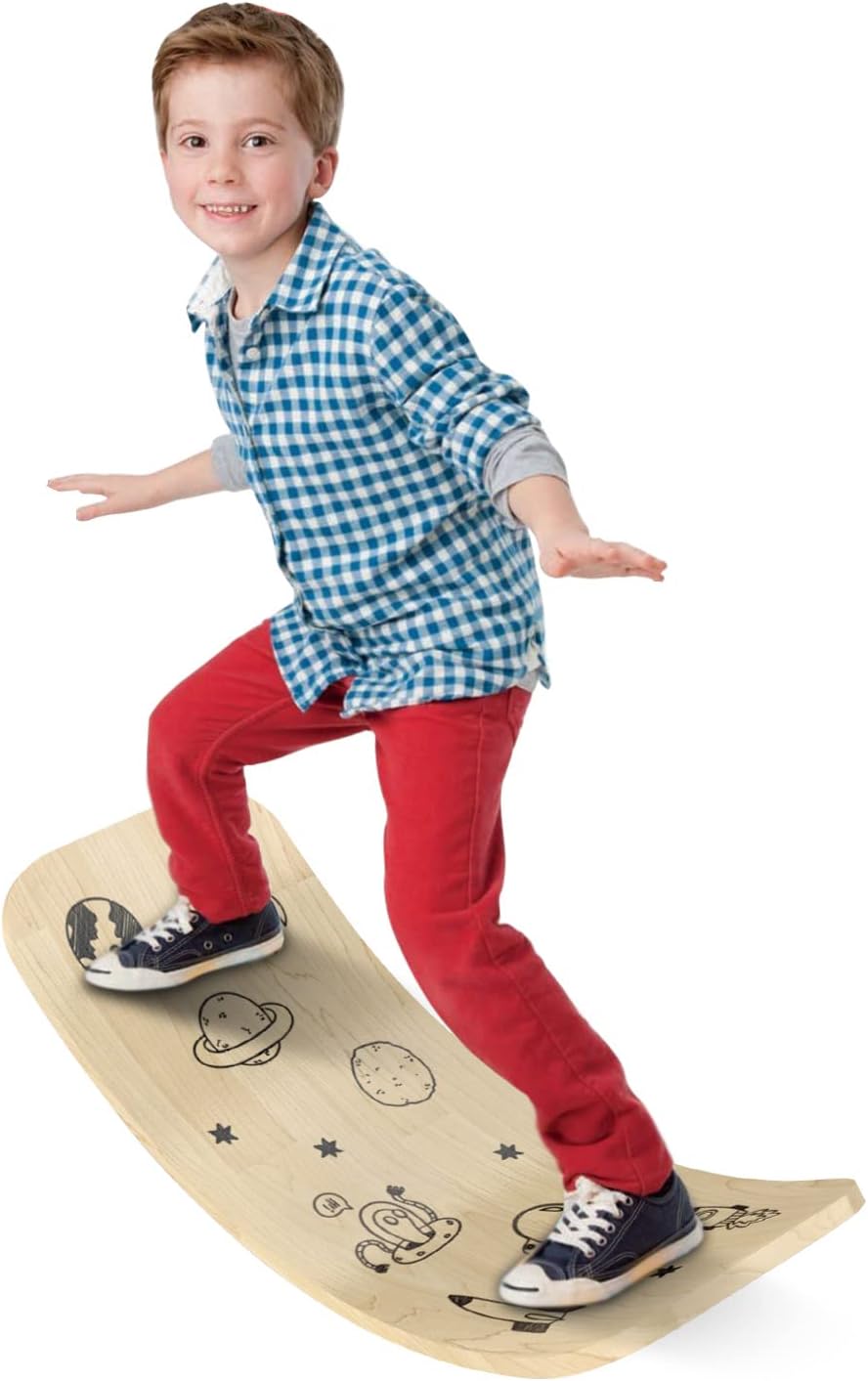 Balance Board Kids - Space - Kids Balance Board - Wobble Board - Wooden Balance Board - Balance Board Toddler - Wobble Board For Kids - Balance Boards For Kids - Toddler Balance Board