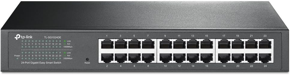 TP-Link 24 Port Gigabit Switch | Easy Smart Managed | Plug & Play | Limited Lifetime Protection | Desktop/Rackmount | Sturdy Metal w/ Shielded Ports | Support QoS, Vlan, IGMP & LAG (TL-SG1024DE)