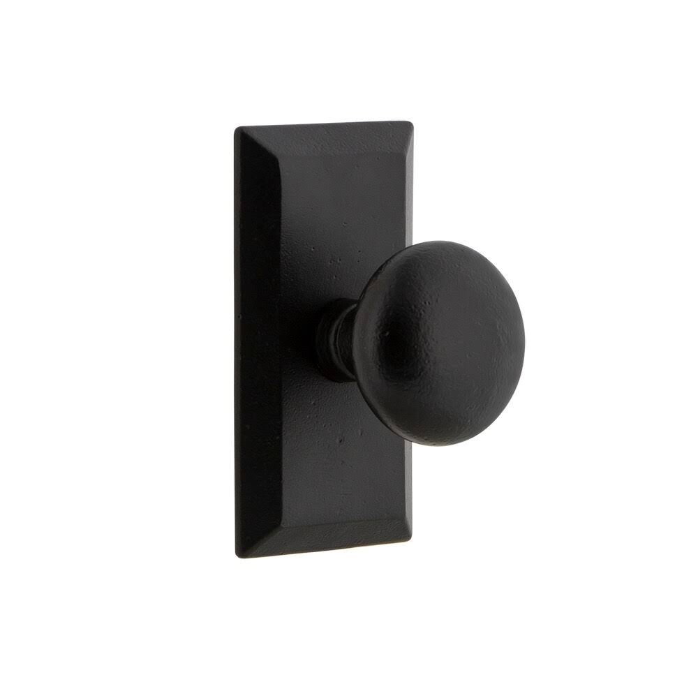 Ageless Iron Vale Passage Door Knobset with Keep Knob - Black Iron - 657241