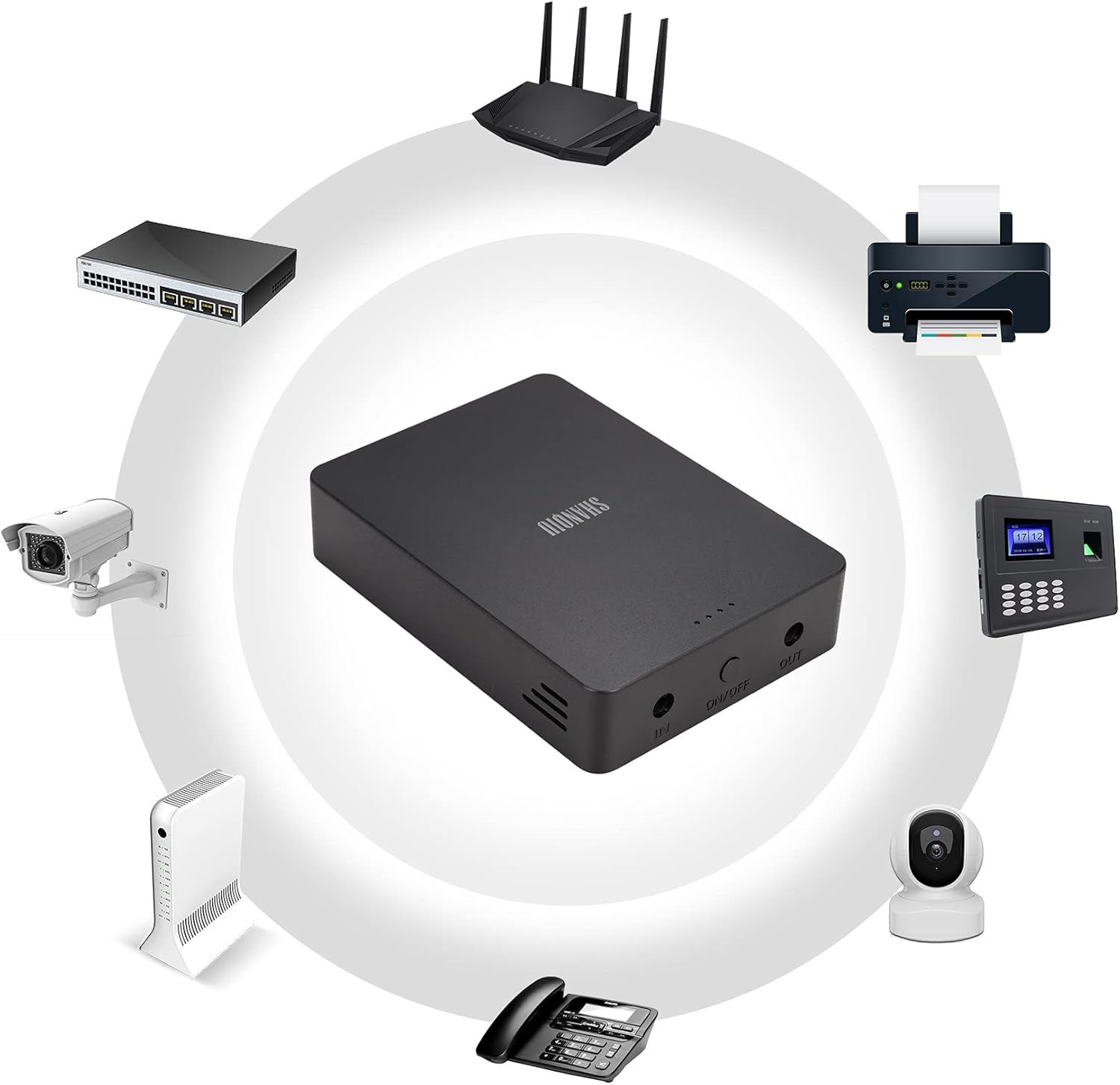 Mini UPS Battery Backup 37Wh Uninterruptible Power Supply for WiFi, Router, Modem, Security Camera with Input 12V DC Output 12V DC 3A 2A 1A Pack of 2