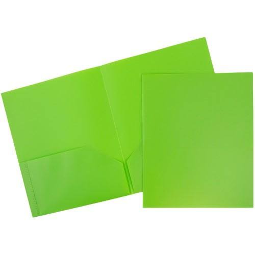 Jam Paper Plastic Eco Two Pocket Presentation Folder - Lime Green - 96/Pack