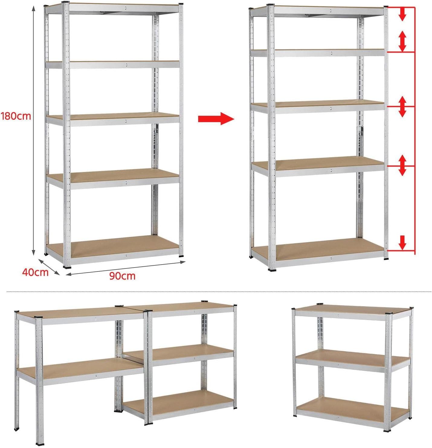 Yaheetech Heavy Duty 5-Shelf Garage Shelving, Metal Storage Shelves Adjustable Shelving Units Utility Rack for Garage, 71in Height