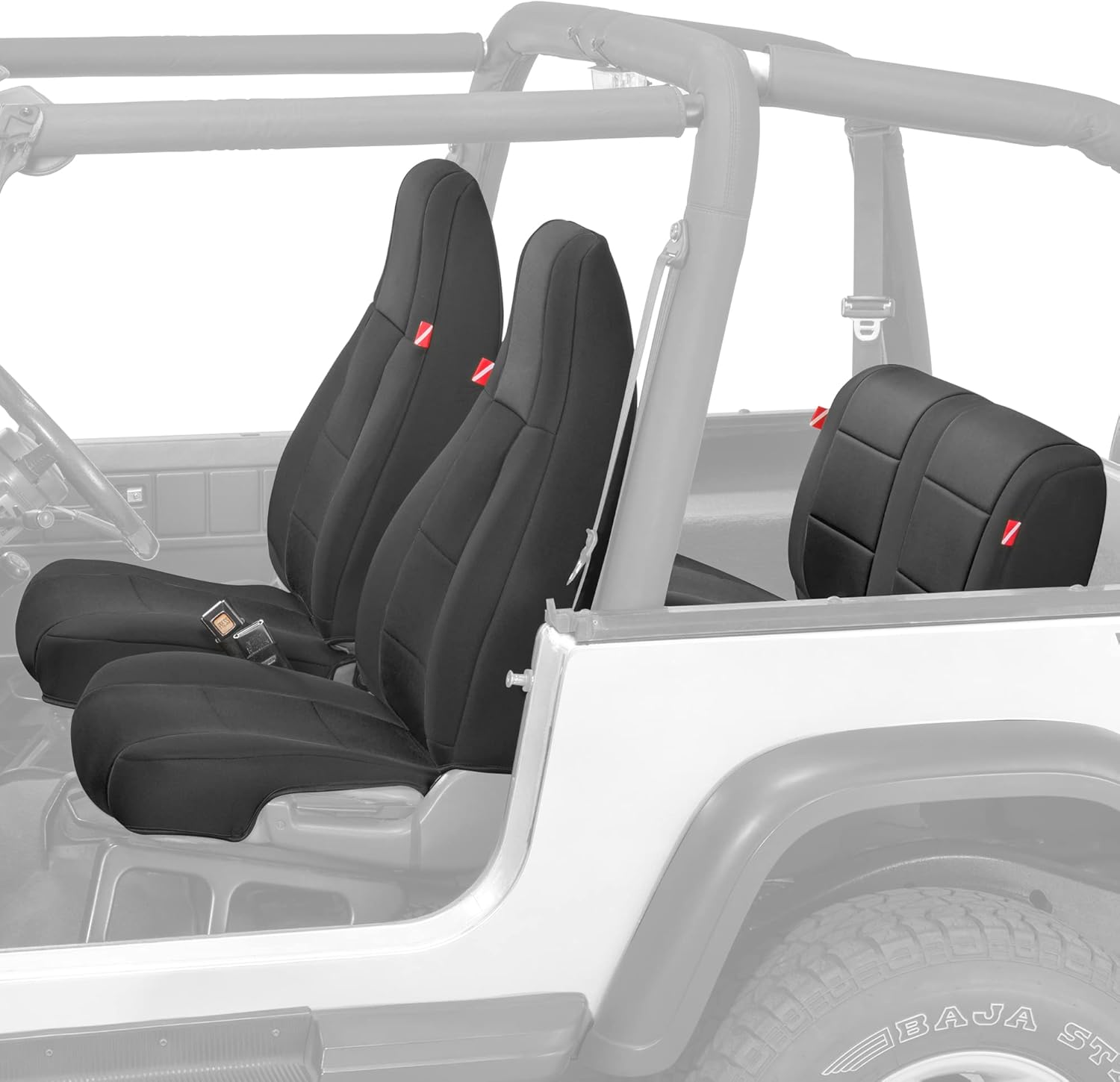 Diver Down Neoprene Seat Cover Set - Fits Jeep YJ 1987-1995 Wrangler - Front and Back Seat Set - Waterproof Custom Fit Seat Covers - Soft Padded Cushion Feel - Thermal Resistant - (Tan, 92-95)