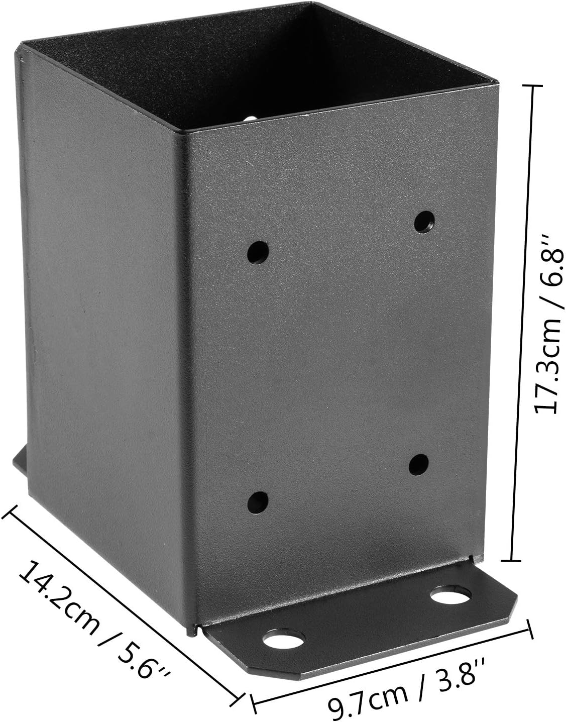 VEVOR 4 x 4 Post Base 5 PC, Deck Post Base Inner Size 3.5 x 3.5 inch, Post Bracket 2.5 lbs, Fence Post Anchor Black Powder-Coated Deck Post Base with Steel for Deck Supports Porch Railing Post Holders Pack of 2