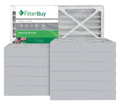 AFB Silver MERV 8 12x27x4 Pleated AC Furnace Air Filter. Pack of 12 Filters. 100% produced in The USA.