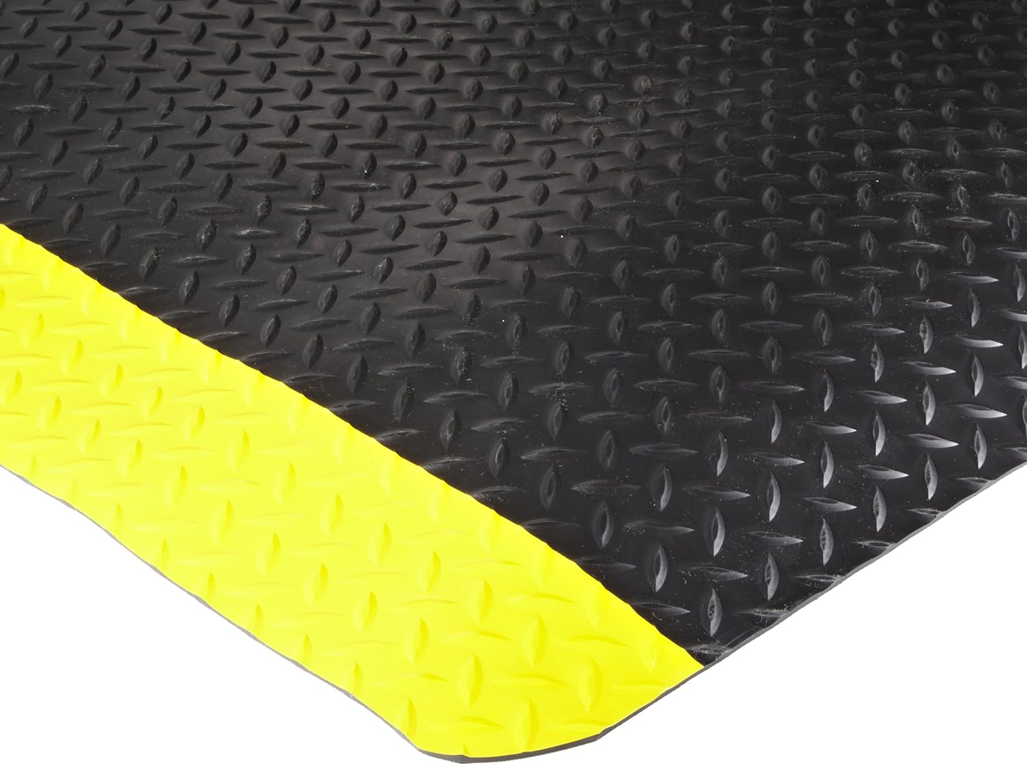 Durable Corporation-442S Vinyl Heavy Duty Diamond-DEK Sponge Industrial Anti-Fatigue Floor Mat, 2' x 3', Black with Yellow Border