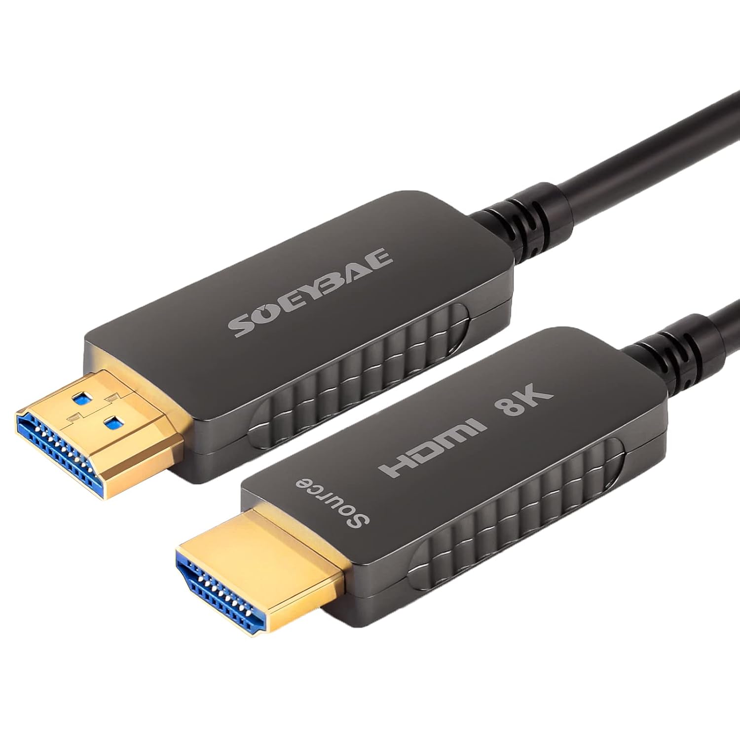 SOEYBAE 8K HDMI Fiber Optic Cable HDMI 2.1 Fiber Support 8K@60Hz, 4K@120Hz, 48Gbps, eARC, HDCP2.2, 4:4:4, (15ft/5m) Pack of 2