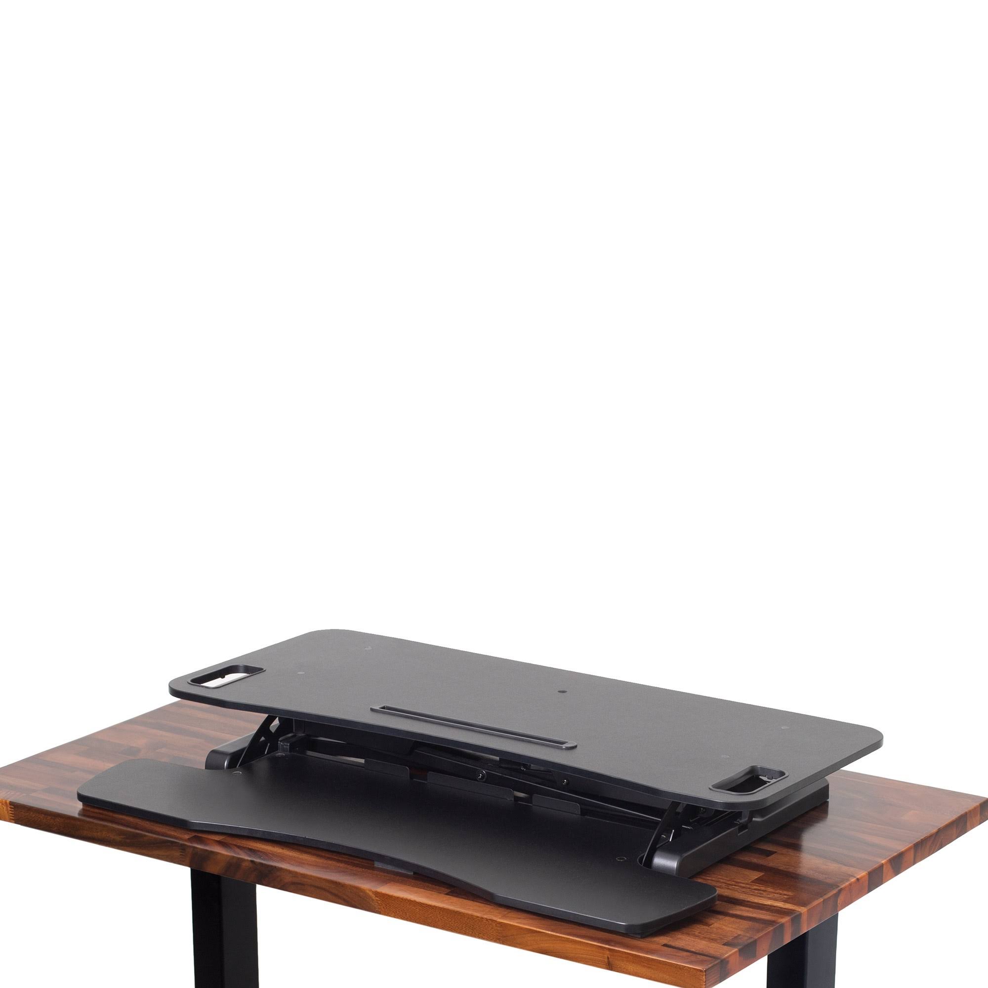 Stand Steady Flexpro Hero Corner Two Level Standing Desk Converter - Easily Sit to Stand in Seconds! Large Work Space with Extra