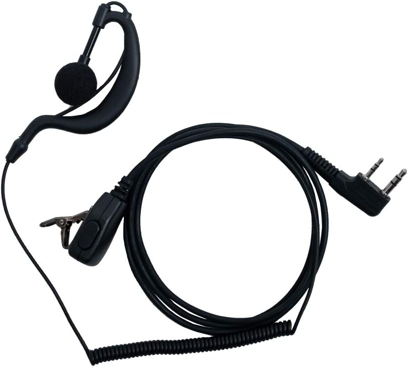 Klykon Kenwood Headset for Two Way Radio,2 pin G Shape Earpiece Headset with Mic Ptt Compatible with Baofeng UV-5R BF-888S UV-82 Kenwood Walkie Talkies,10 Pack