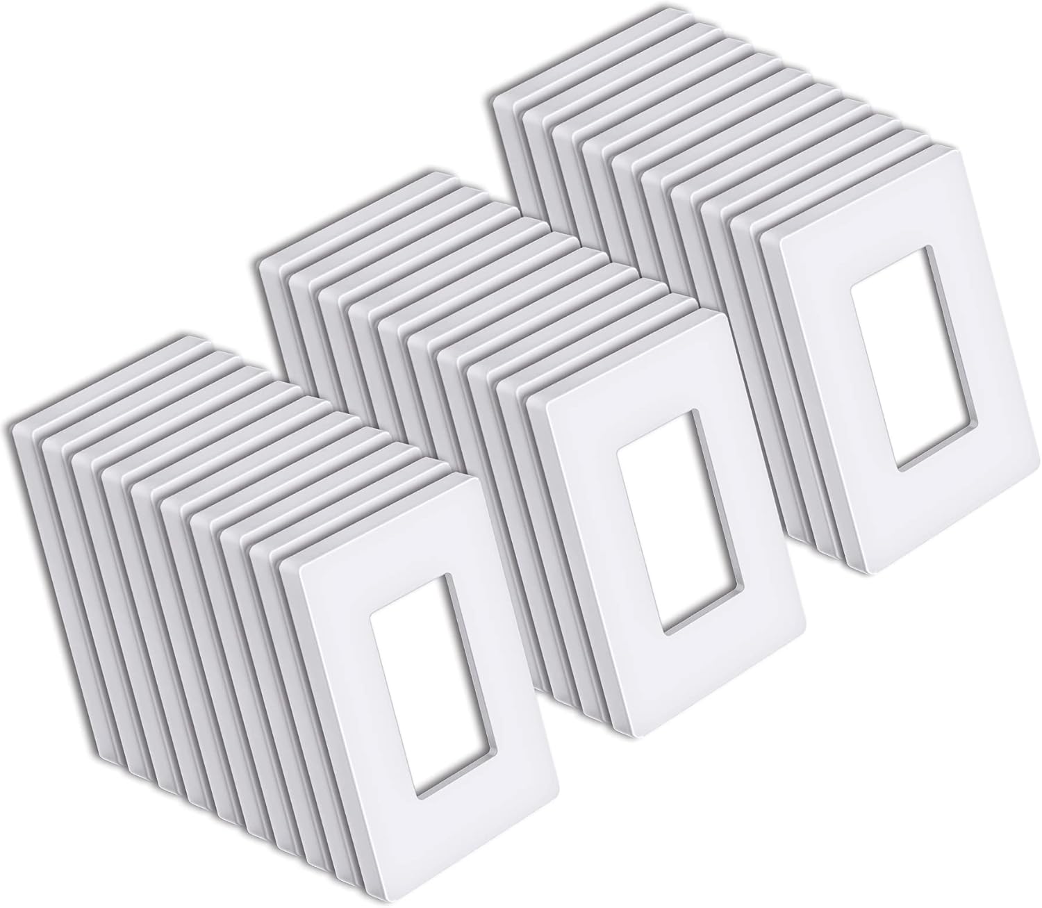 [30 Pack] BESTTEN 1-Gang Screwless Wall Plate, USWP6 Snow White Series, Decorator Outlet Cover, H4.69” x W2.91”, for Light Switch, Dimmer, GFCI, USB Receptacle Pack of 2