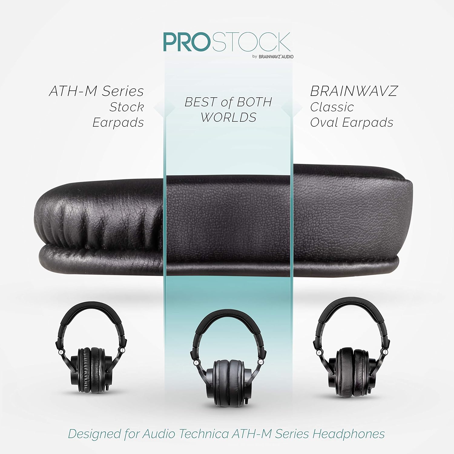 Brainwavz Sheepskin ProStock ATH M50X Upgraded Earpads, Improves Comfort & Style Without Changing The Sound - Custom Crafted Ear Pad Design for ATH-M50X M50BTX M20X M30X M40X Headphones, Black Sheepsk Pack of 2