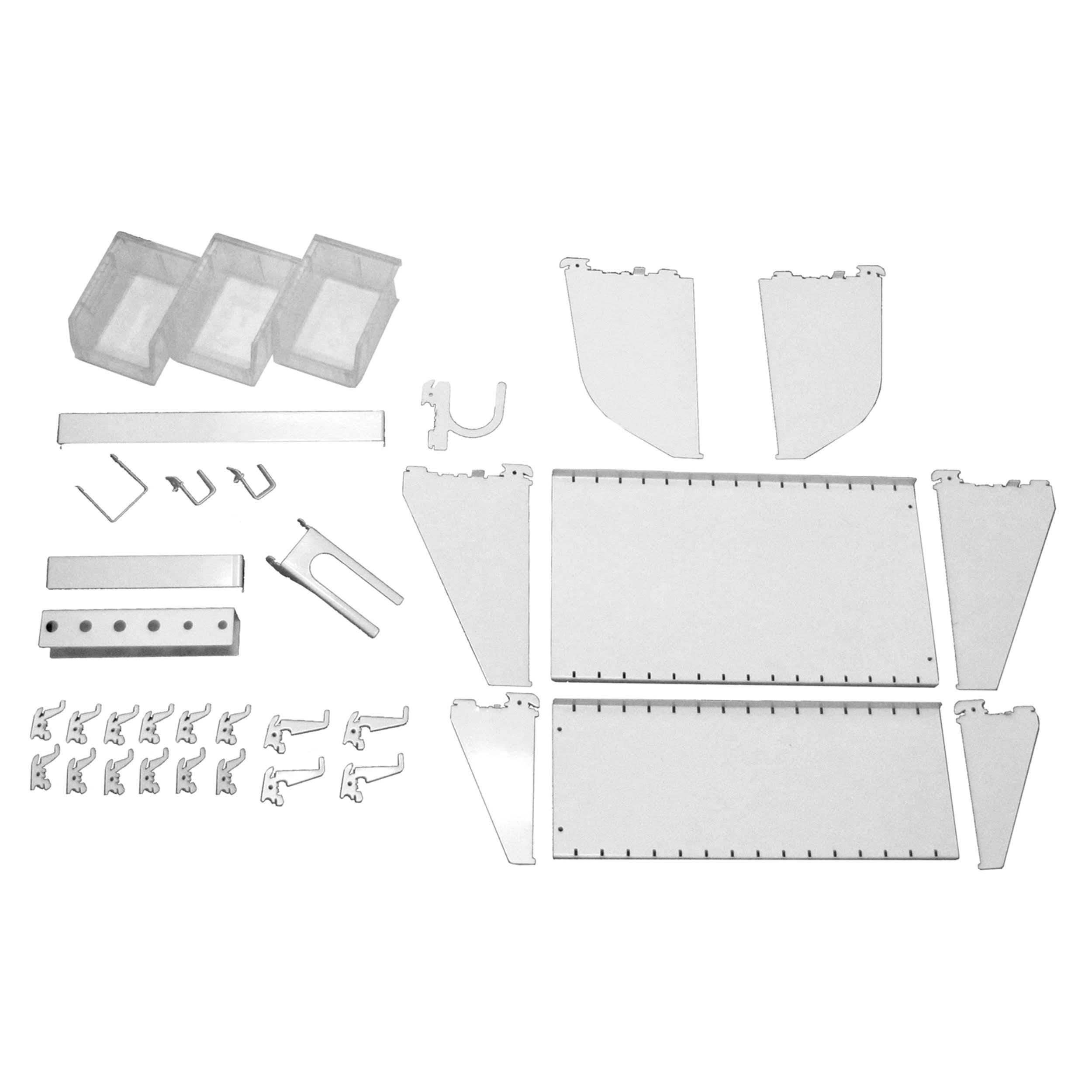 Wall Control Slotted Tool Board Workstation Accessory Kit for Pegboard u0026 Slotted Tool Board, White