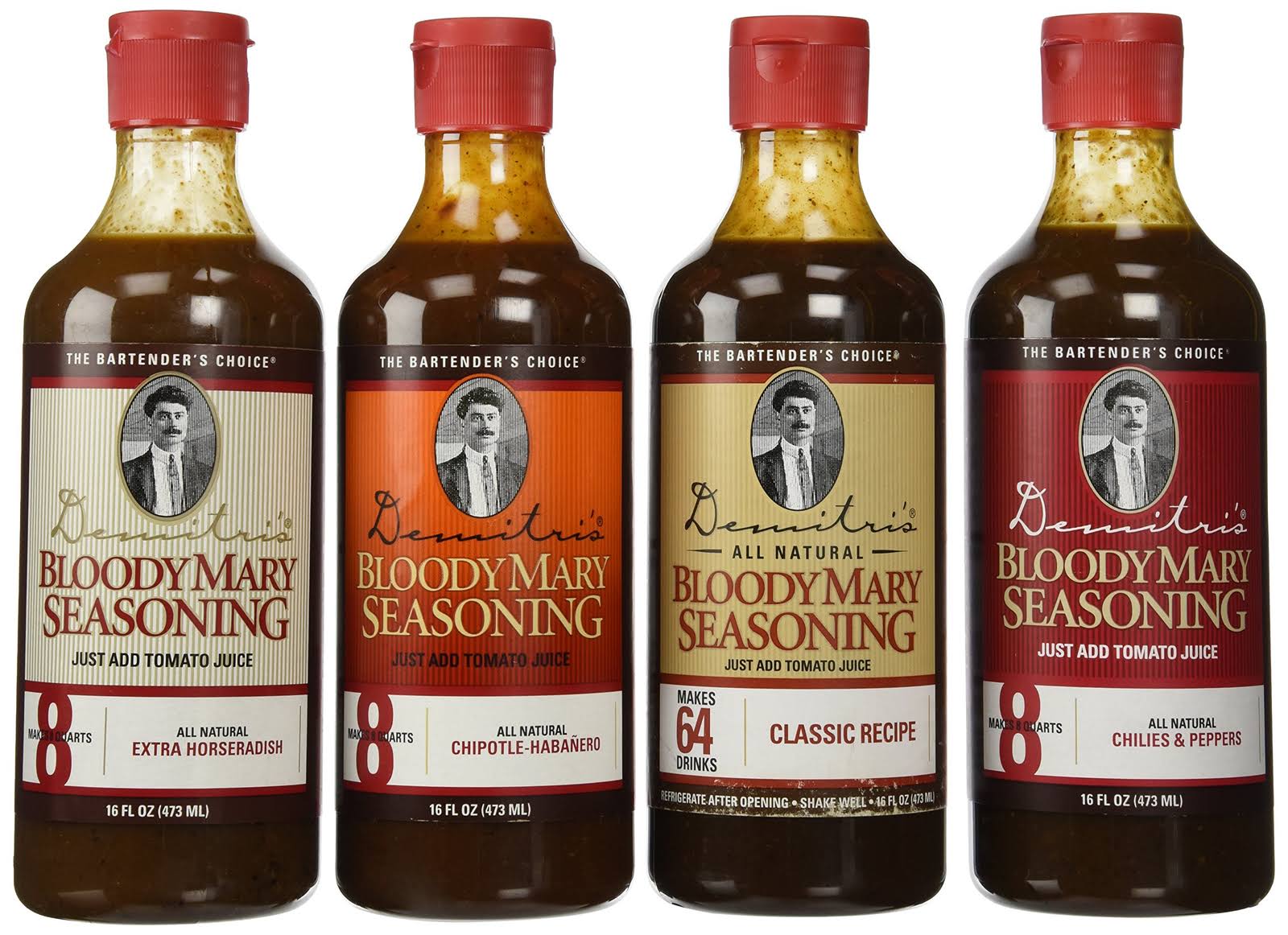 Demitri&s Bloody Mary Seasoning Mix 16 oz Variety Pack - Set of 4