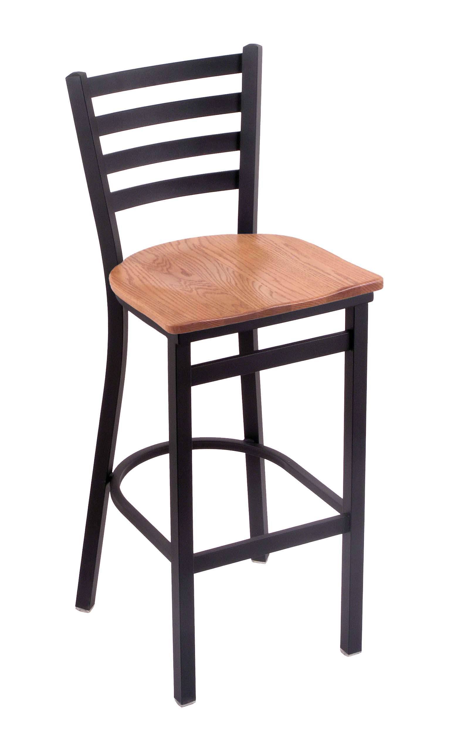 Holland Bar Stool 400 Jackie 25x22 Stool with Black Wrinkle Finish, Medium Oak Seat 40025BWMedOak