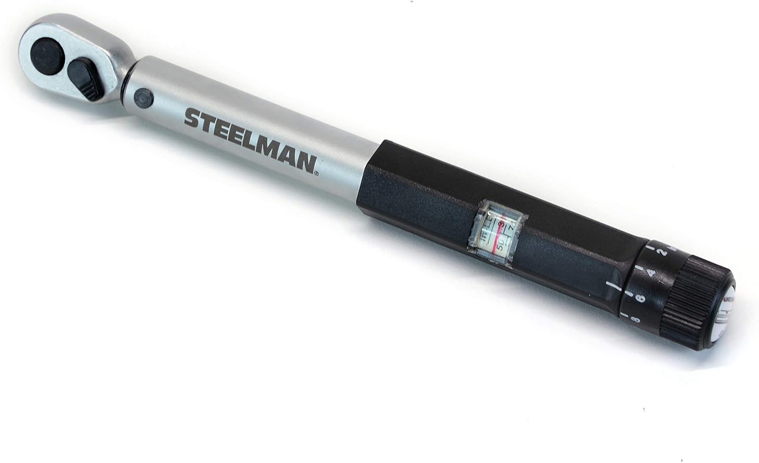 Steelman 1/4-Inch Drive Micro-Adjustable Torque Wrench Tool, 30-150 Inch-Pounds, Audible and Tactile Indicator, Reversible Drive Head, Torque Setting Viewing Window