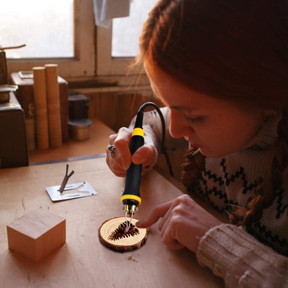 Professional Pyrography Tool Kit 60W Upgraded Wood Burning Kits with 20pcs Pyrography Wire Tips Digital Adjustable Pyrography Machine for Wood and Gourd（Single Pen）