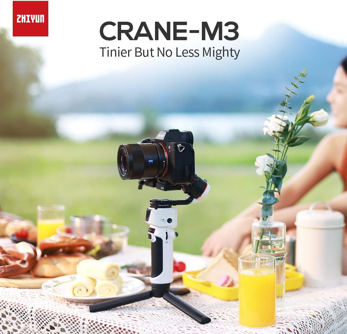 Zhi yun Crane M3 Combo, Handheld 3-Axis Gimbal Stabilizer Compatible w/ Mirrorless Camera Smartphone Action Cams,Tripod Phone Clip Included
