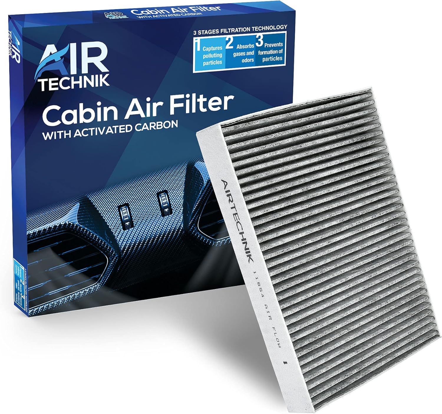 AirTechnik CF11854 Cabin Air Filter w/Activated Carbon | Fits Nissan Qashqai 2017-2020, Rogue 2014-2020, Rogue Sport 2017-2022