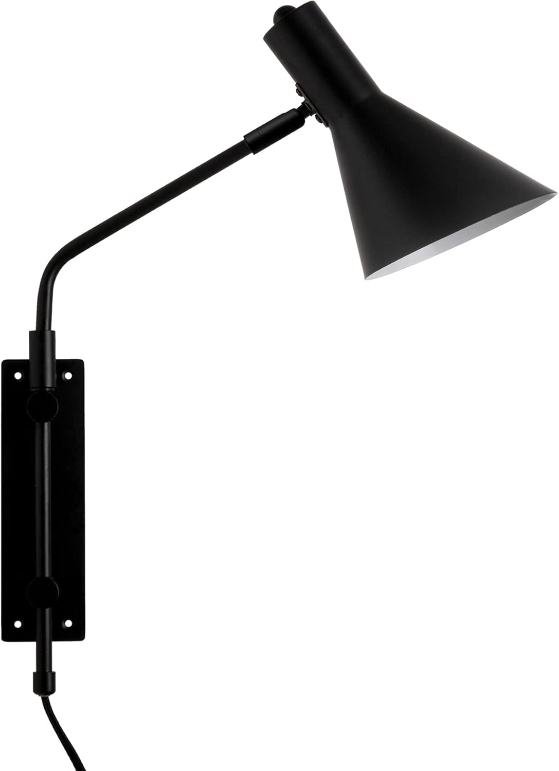 Bloomingville AH1919 Metal Inline Switch, Modern Wall Lamp Sconce, Black
