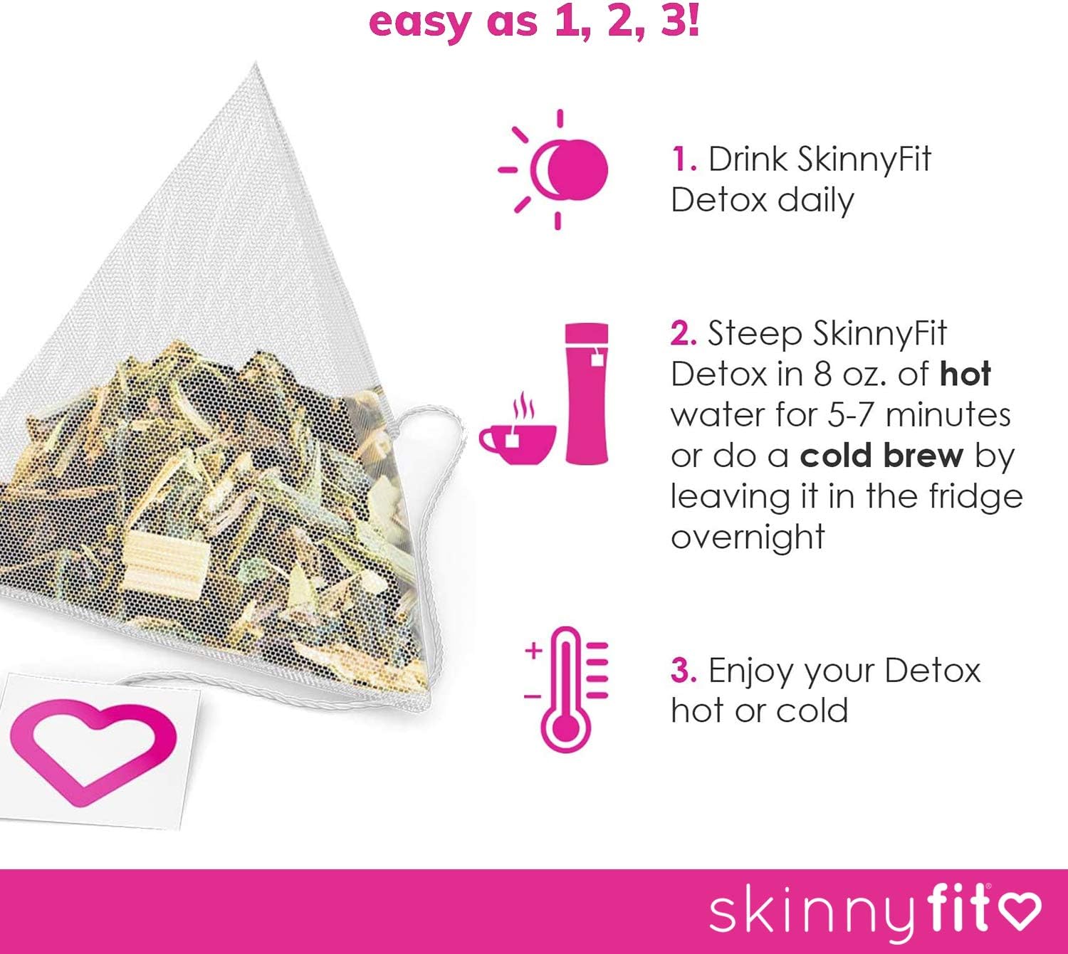 SkinnyFit Detox Tea: All-Natural, Laxative-Free, Supports A Healthy Weight, Helps Reduce Bloating, Natural Energy, Supports Immune System, Vegan, 28 Servings Pack of 2