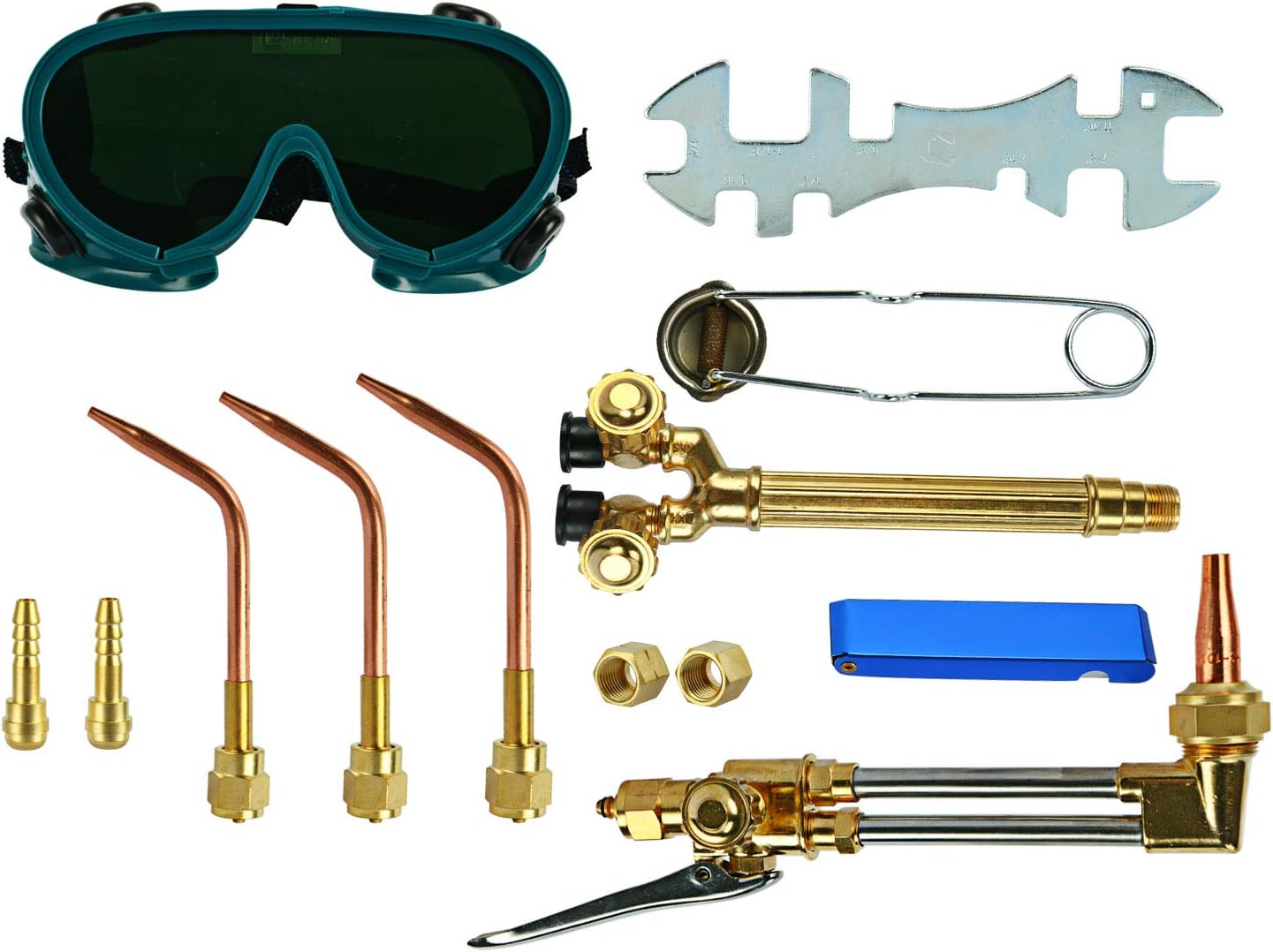 YaeTek 12PCS Oxygen & Acetylene Torch Kit Welding & Cutting Gas Welder Tool Set with Welding Goggles