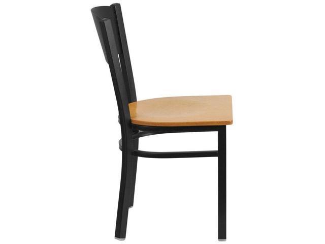 Flash Furniture Hercules Series Black Circle Back Metal Restaurant Chair - Natural Wood Seat ...