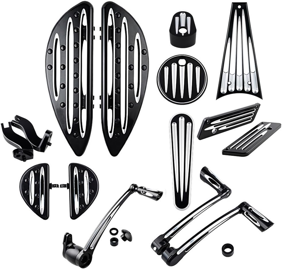 Front Rear Floorboards Footpeg Mount Brake Arm Kits Heel Toe Shift Levers Shifter Pegs Dash Accessory Pack Ignition Fuel Door Saddlebag Latch Cover Frame Grille Compatible with 09-13 Harley Touring