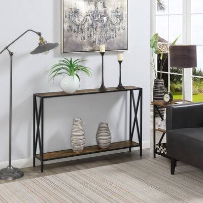 Abbottsmoor 47.25x22 Console Table Andover Mills Table Top Color: Barnwood, Table Base Color: Black