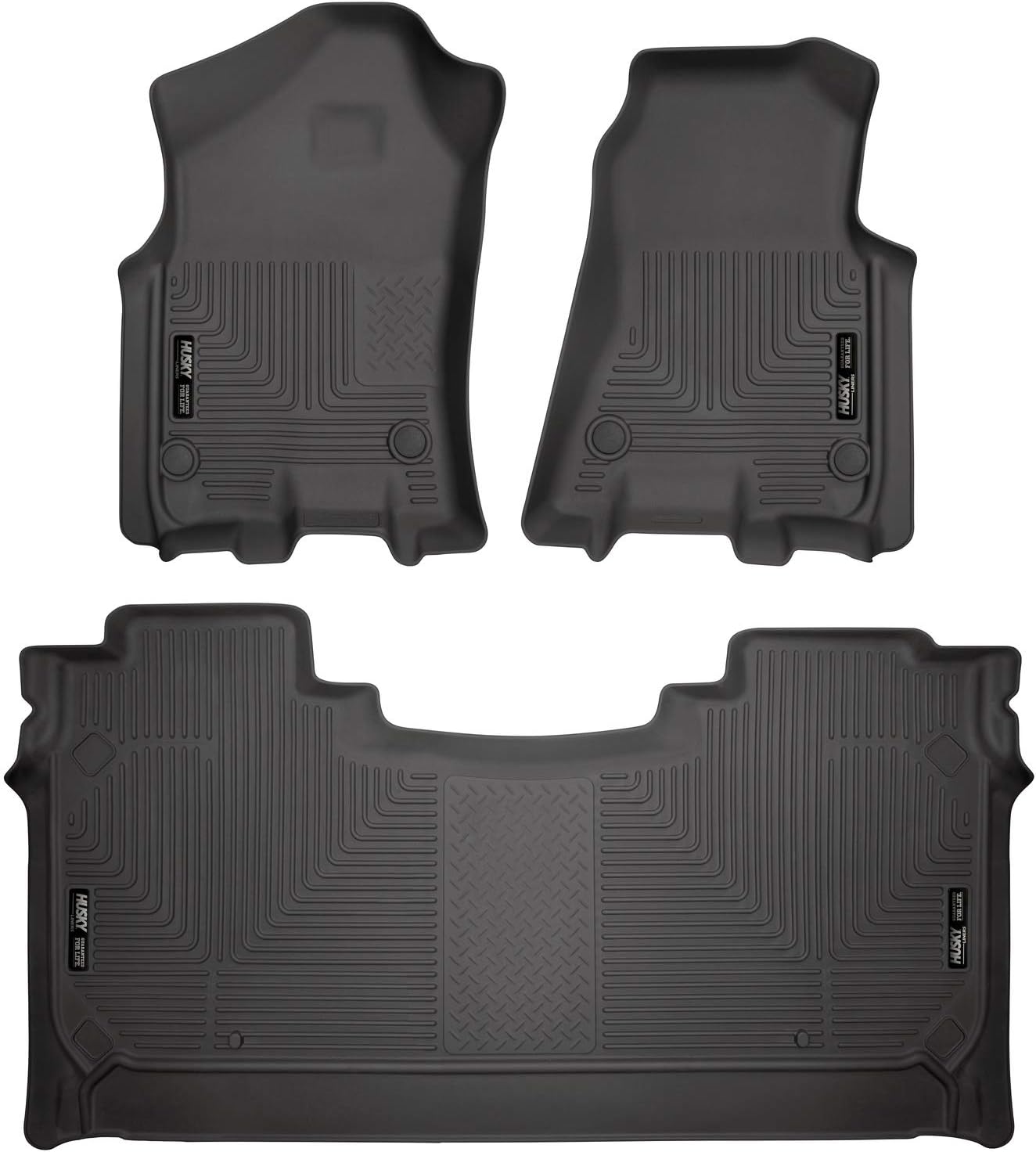 Husky Liners Weatherbeater Series | Front & 2nd Seat Floor Liners - Black | 94001 | Fits 2019-2022 Dodge Ram 1500 Crew Cab w/o Factory Storage Box 3 Pcs