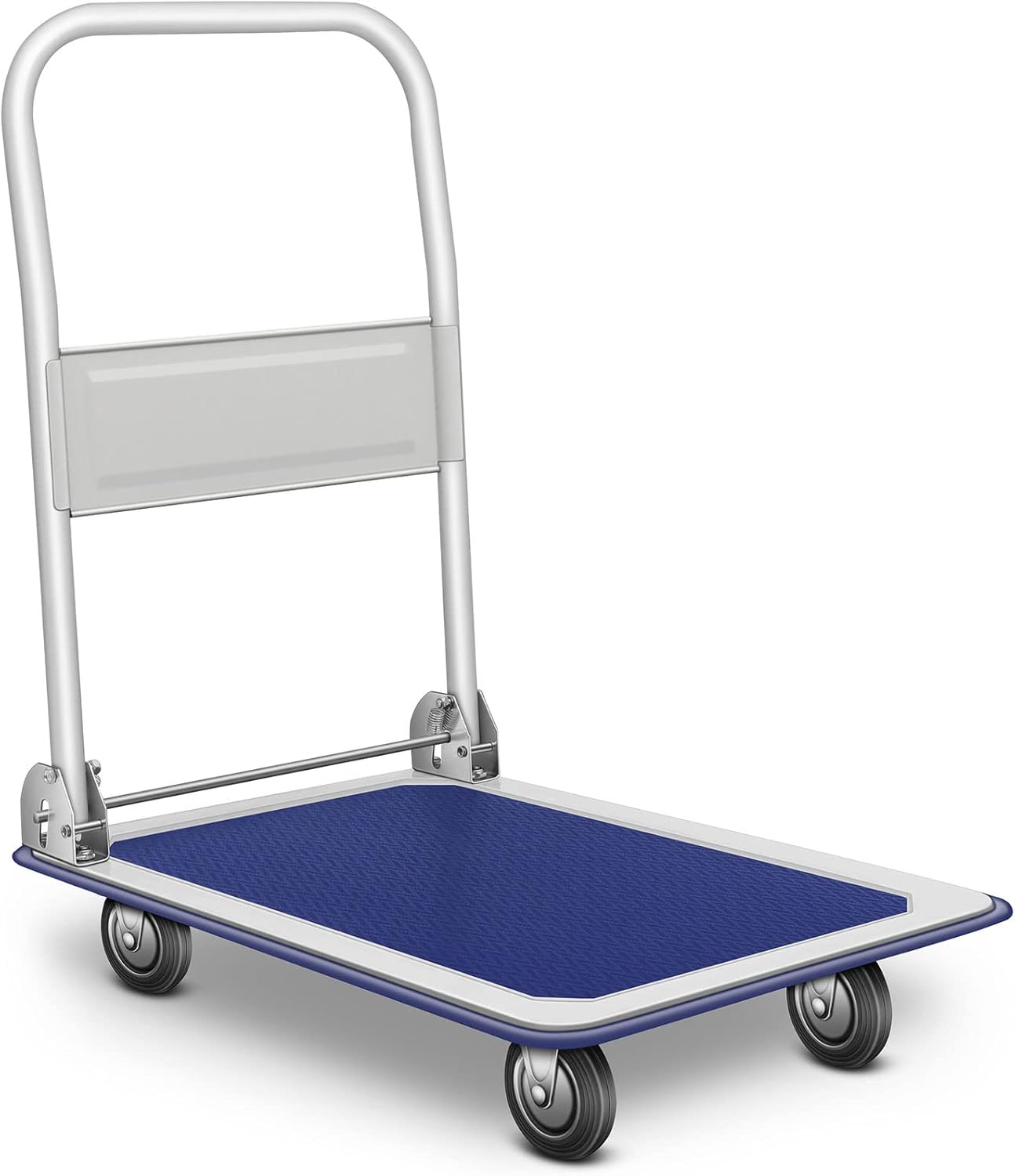 GPOAS Push Cart Dolly Folding Platform Truck with 360 Degree Swivel Wheels and Handle,Foldable for Easy Storage, Heavy Duty Moving Cart with 24x36 Inch Flatbed Surface,Blue
