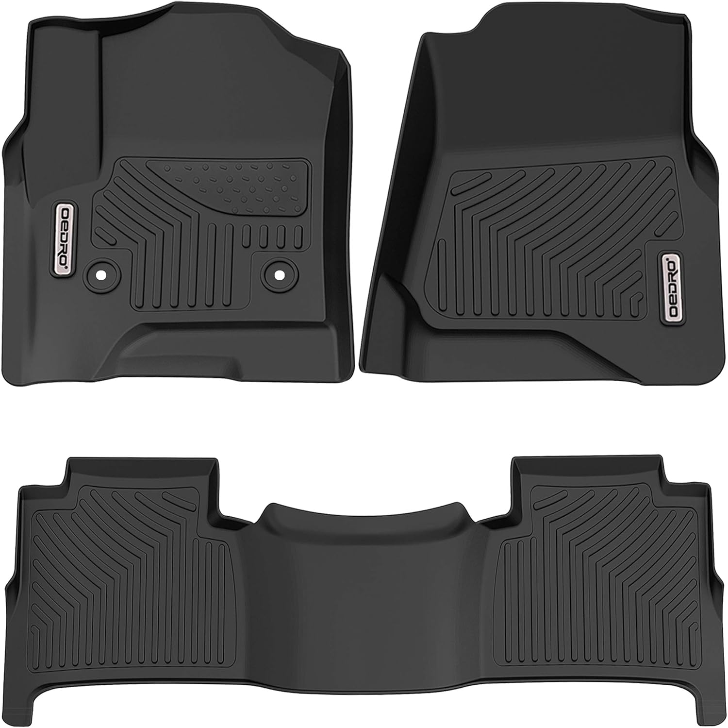 OEDRO Floor Mats 3 Row Liner Set Compatible with 2021-2023 Chevrolet Tahoe/GMC Yukon(Yukon Denali)/Cadillac Escalade (Only Fits with 2nd Row Bucket Seats), Black TPE All-Weather Guard