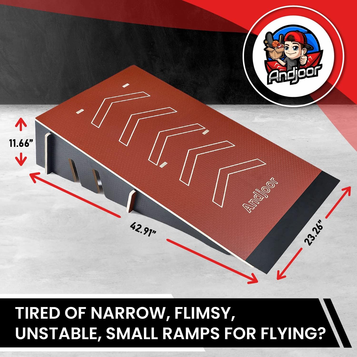 Andjoor Skateboard ramp Bike ramp Scooter ramp Skate ramp RC ramp BMX ramp RC car ramp Bike ramps for Kids Jumping - Skateboard Accessories for Boys & Girls Display Skateboard Rack Floor Stand Holder