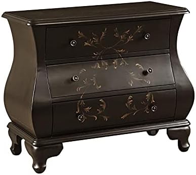 Home Fare Three Drawer Wood Bombay Chest in Black