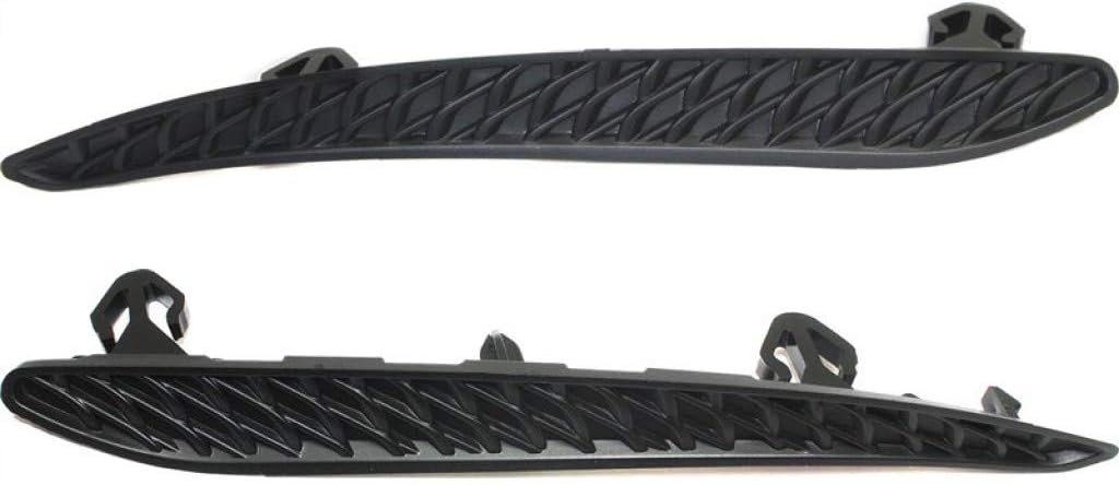 For Mercedes-Benz E250 / E350 / E400 / E550 Bumper Trim 2014-2016 Driver and Passenger Side Pair/Set | Rear | Molding | Sedan | Black | Impact Strip | MB1158112 + MB1159112 | 2128854121 + 2128854221