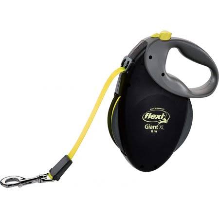 Flexi Giant Retractable Tape Dog Leash - Black / Neon X-Large - 26' Long Dogs