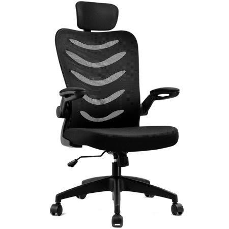 Comhoma Office Chair Ergonomic High Back Executive Adjustable with Headrest Flip-Up Armrests Black