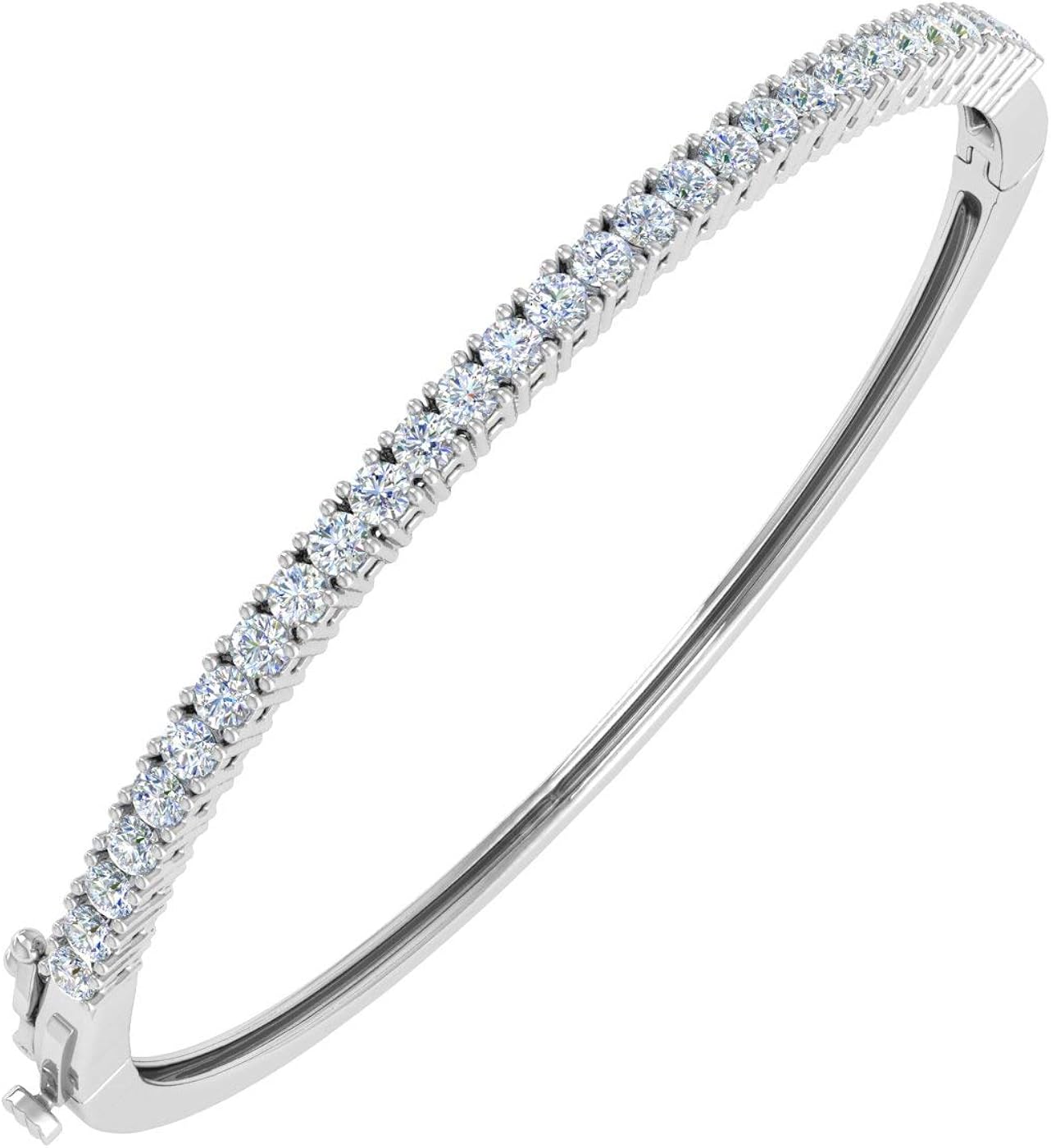 1 1/2 Carat Prong Set Diamond Ladies Bangle Bracelet in 14K Gold (SI1-SI2 Clarity)