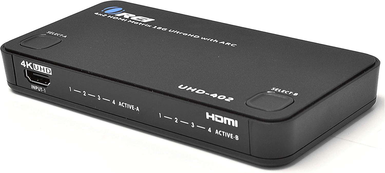 OREI HD-202 2x2 HDMI 1.4V Matrix Switch/Splitter (2-input, 2-output) with Remote Control Supports PIP, MHL, HDMI 1.4, 3D, 1080p, 4K x 2K Pack of 2