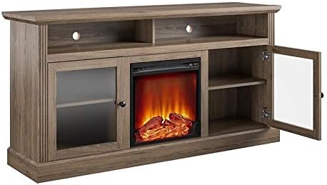 Beaumont Lane Electric Fireplace Heater TV Stand Console with Glass Door Storage, for TV's up to 65