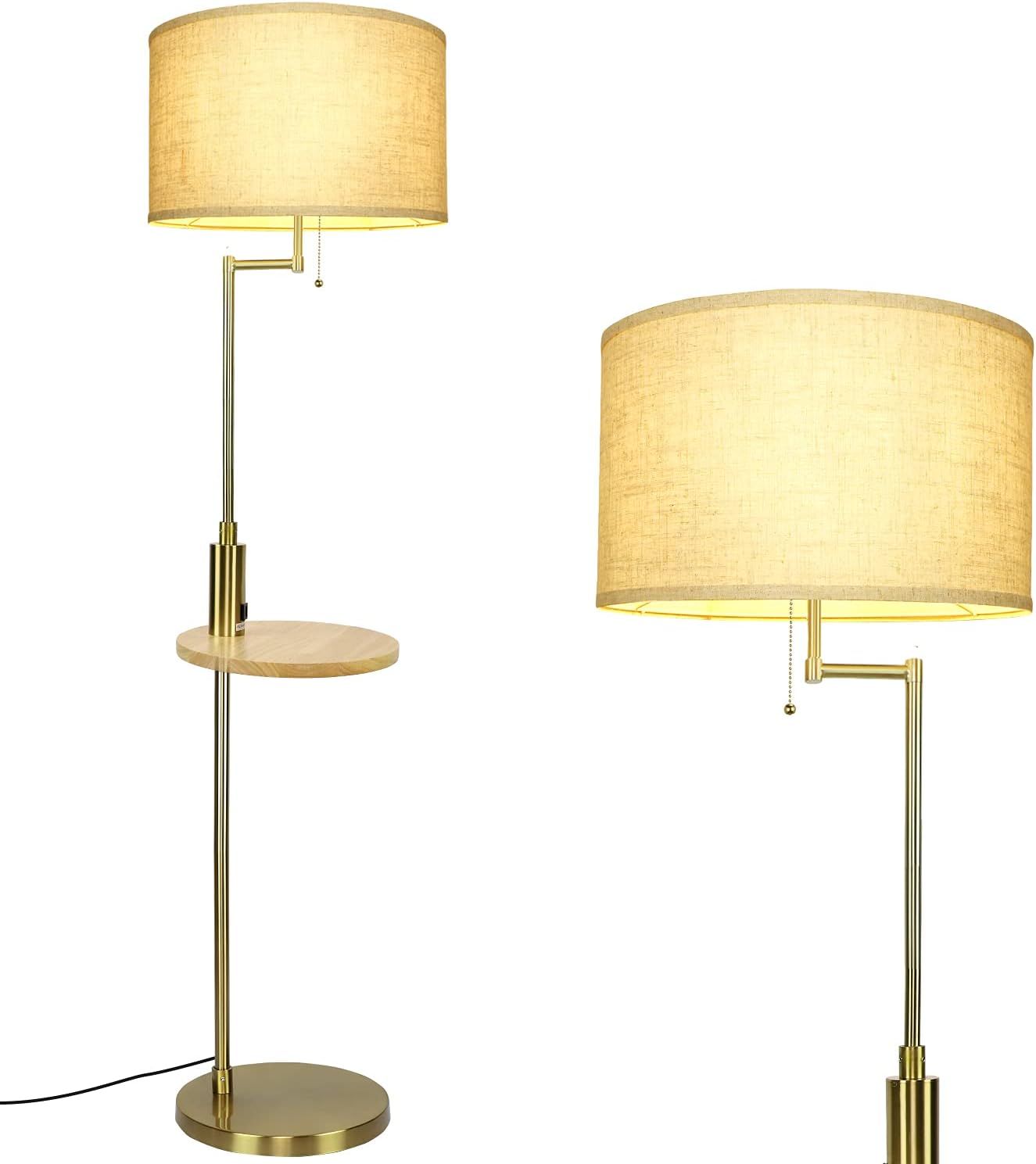 DLLT Crystal Living Room LED Floor Lamp-Bedroom Standing Lights, Elegant Tall Pole Accent Lighting for Mid Century, Modern & Contemporary Rooms, Warm Light with US Plug in, Silver, Fabric Shade