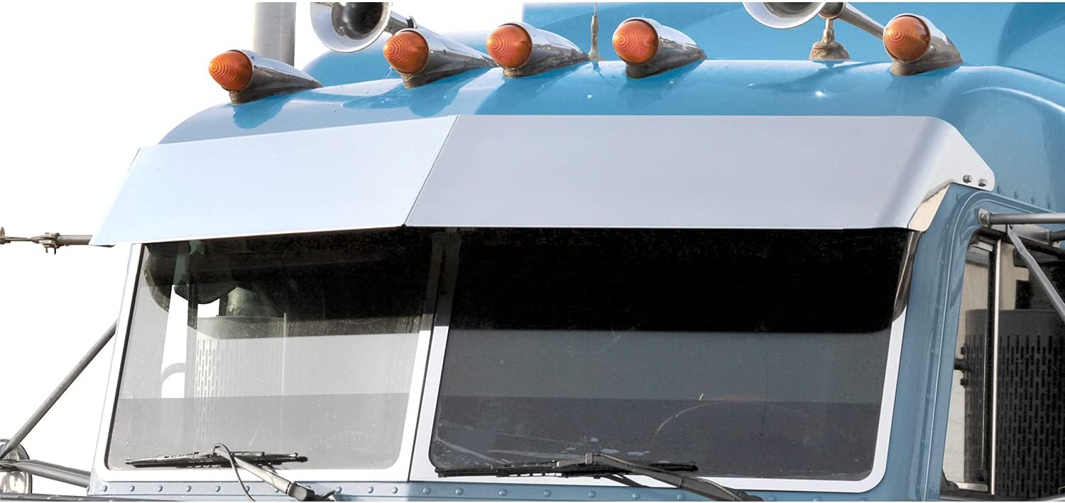 RoadWorks Stainless Steel 11&rdquo; Blind Mount Drop Visor for 1987-2020 Peterbilt Legacy Style Cab